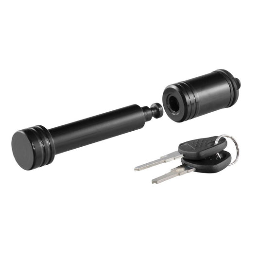 CURT Trailer Hitch Lock – 5/8-Inch Barbell Pin for 2 Inch Receiver – Black Powder-Coated Steel with Keys & Dust Cap