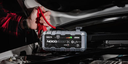 NOCO Portable Lithium Jump Starter with LED Light, USB-C/USB Ports & HD Clamps for Cars, Trucks, SUVs, Boats & More - 12V 2500A