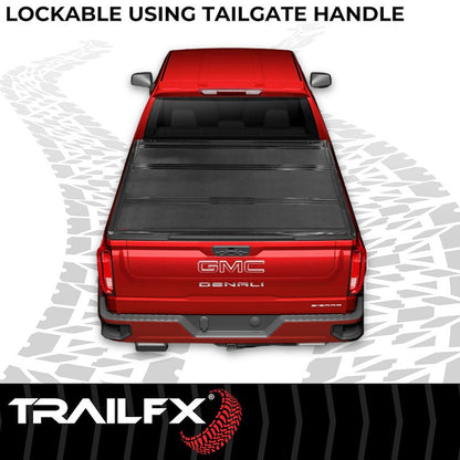 TrailFX Hard Tri-Fold Tonneau Cover for Pickup Trucks - Fits with 2020-25 Chevrolet Silverado 1500