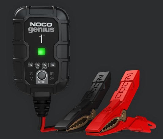 NOCO Battery Charger for 6V & 12V Lead-Acid and Lithium Batteries - 1A, 9-Step Fully Automatic, 120-240V AC