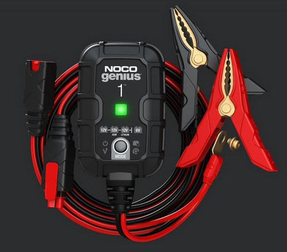 NOCO Battery Charger for 6V & 12V Lead-Acid and Lithium Batteries - 1A, 9-Step Fully Automatic, 120-240V AC