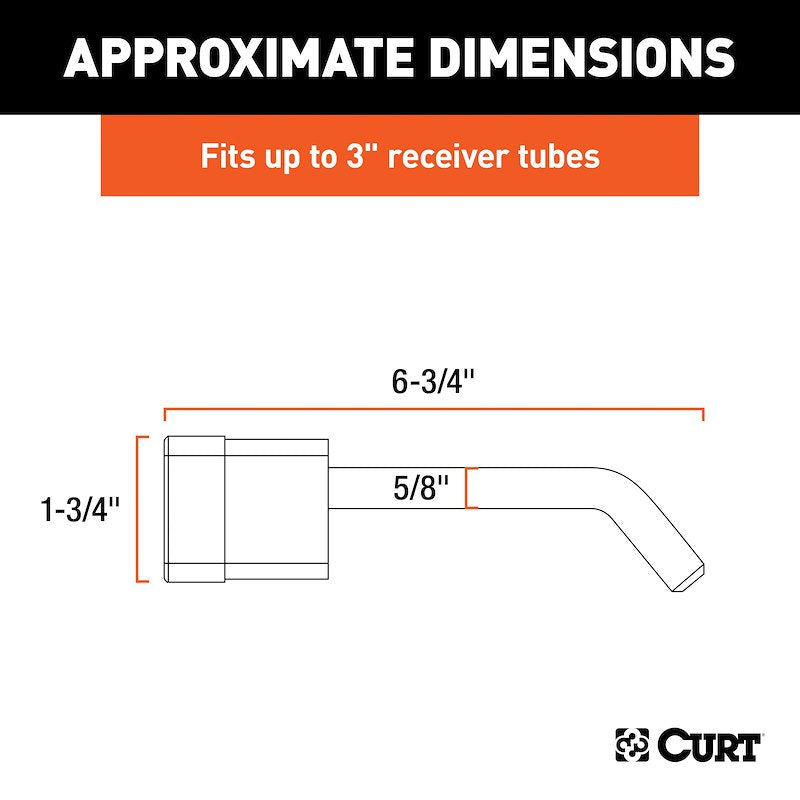 CURT Trailer Hitch Locking Pin – 5/8-Inch Bent Pin for 2, 2-1/2 & 3 Inch Receivers – Chrome Plated Steel with Keys & Dust Cap