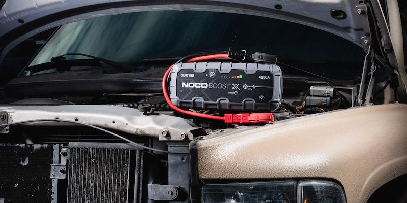 NOCO Portable Lithium Jump Starter with LED Light, Dual USB & HD Clamps for Cars, Trucks, SUVs, Boats & More - 12V 4250A