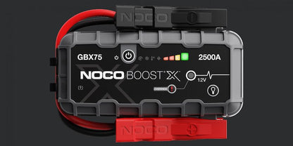 NOCO Portable Lithium Jump Starter with LED Light, USB-C/USB Ports & HD Clamps for Cars, Trucks, SUVs, Boats & More - 12V 2500A