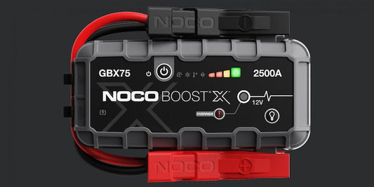 NOCO Portable Lithium Jump Starter with LED Light, USB-C/USB Ports & HD Clamps for Cars, Trucks, SUVs, Boats & More - 12V 2500A