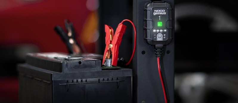 NOCO Battery Charger for 6V & 12V Lead-Acid and Lithium Batteries - 1A, 9-Step Fully Automatic, 120-240V AC