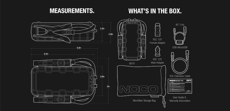 NOCO Portable Lithium Jump Starter for Cars, Trucks, SUVs, Boats, RVs & More up to 8L Gas or 6L Diesel Engines - 12V 2000A