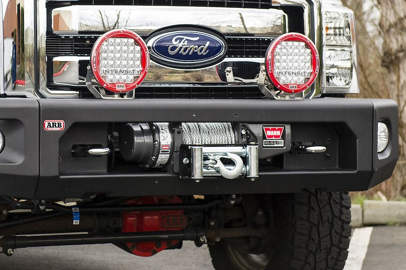 ARB Modular Front Bumper for Truck – Fits 2011-2016 Ford F-250 / F-350 / F-450 Super Duty – Black Steel, With Winch & D-Ring Mounts (1PC)