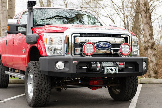 ARB Modular Front Bumper for Truck – Fits 2011-2016 Ford F-250 / F-350 / F-450 Super Duty – Black Steel, With Winch & D-Ring Mounts (1PC)