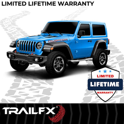 TrailFX 3" Round Step Bar for 2018-25 Jeep Wrangler JL 4 Door – Stainless (A0055S)