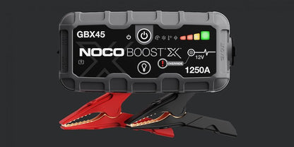 NOCO Portable Lithium Jump Starter with LED Light, USB-C/USB Ports & HD Clamps for Cars, Trucks, SUVs, Boats & More - 12V 1250A
