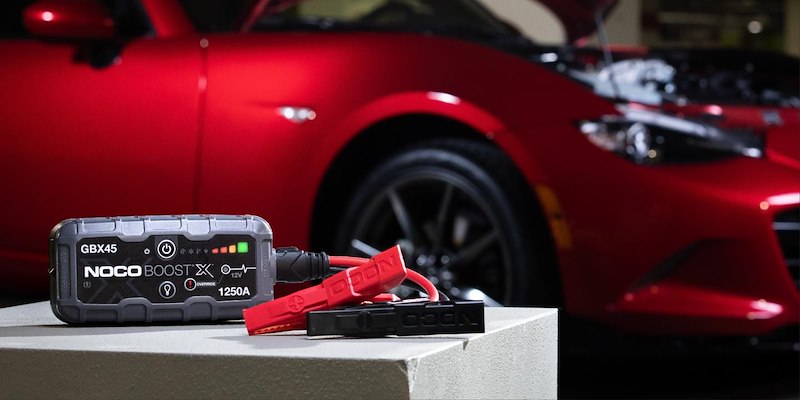 NOCO Portable Lithium Jump Starter with LED Light, USB-C/USB Ports & HD Clamps for Cars, Trucks, SUVs, Boats & More - 12V 1250A