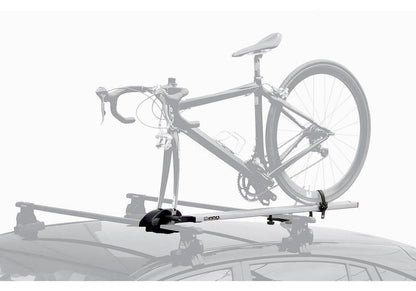 Roof-Mount Bike Rack, 1-Bike, 50 lb Capacity, Fork Mount, Lock, Skewer, Wheel Tray, Quick Release.