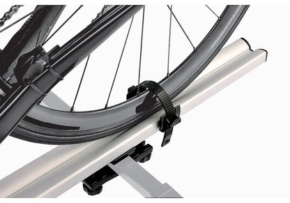 Roof-Mount Bike Rack, 1-Bike, 50 lb Capacity, Fork Mount, Lock, Skewer, Wheel Tray, Quick Release.