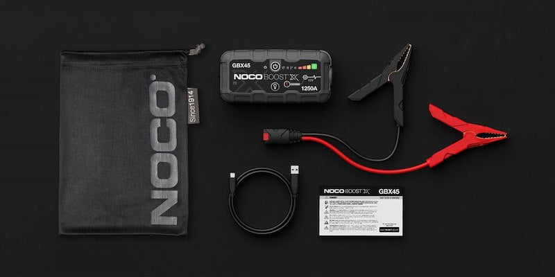 NOCO Portable Lithium Jump Starter with LED Light, USB-C/USB Ports & HD Clamps for Cars, Trucks, SUVs, Boats & More - 12V 1250A