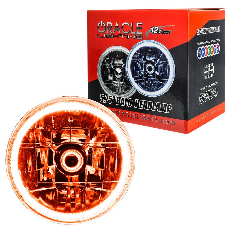 Oracle Headlight Assembly 5.75-Inch Round Amber Halo Chrome Housing