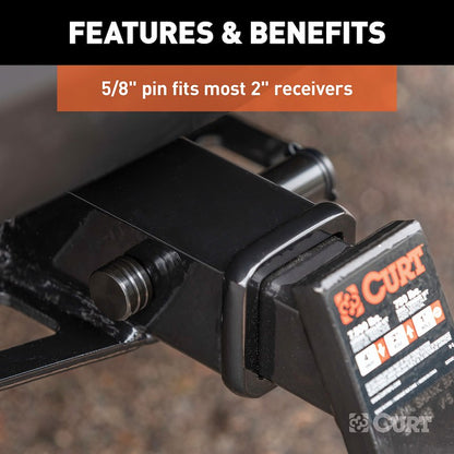 CURT Trailer Hitch Lock – 5/8-Inch Barbell Pin for 2 Inch Receiver – Black Powder-Coated Steel with Keys & Dust Cap