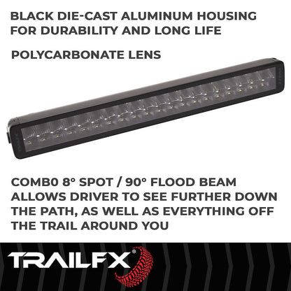 TrailFX 20" LED Light Bar 200W Combo Beam 15400 Lumens Black Housing with Wiring and Mounting Brackets