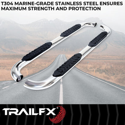 TrailFX 4" Oval Bent Step Bar for 2007-21 Toyota Tundra CrewMax – Stainless (A1008S)