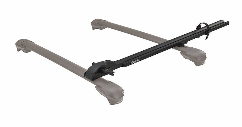 T-Slot Roof Rack Bike Mount, 1-Bike, 50 lb Capacity, Fork Mount, Lock, Black, with Quick Release Handle.