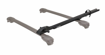 T-Slot Roof Rack Bike Mount, 1-Bike, 50 lb Capacity, Fork Mount, Lock, Black, with Quick Release Handle.
