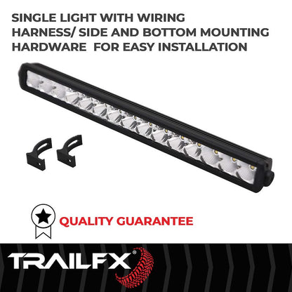 TrailFX 20" LED Light Bar 75W Spot and Flood Beam 9000 Raw Lumens 6567 Effective Lumens Black Housing with Wiring and Mounting Brackets