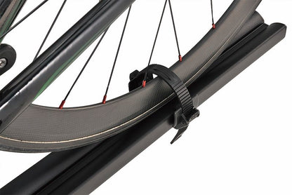 T-Slot Roof Rack Bike Mount, 1-Bike, 50 lb Capacity, Fork Mount, Lock, Black, with Quick Release Handle.