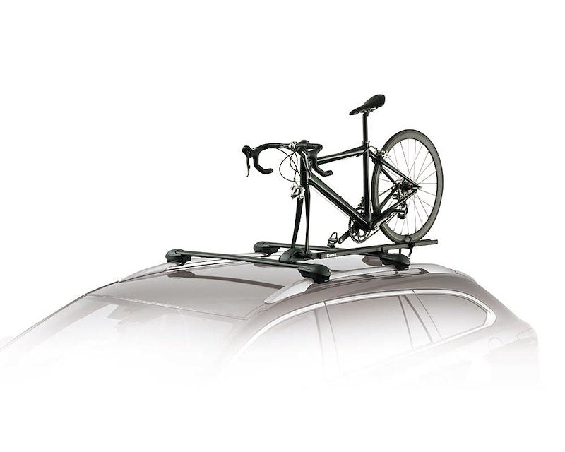T-Slot Roof Rack Bike Mount, 1-Bike, 50 lb Capacity, Fork Mount, Lock, Black, with Quick Release Handle.