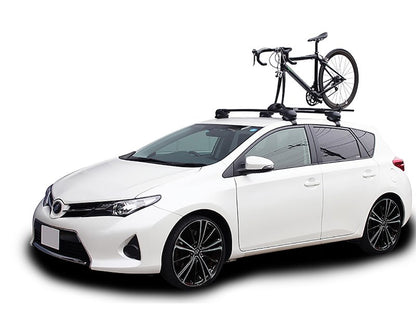T-Slot Roof Rack Bike Mount, 1-Bike, 50 lb Capacity, Fork Mount, Lock, Black, with Quick Release Handle.