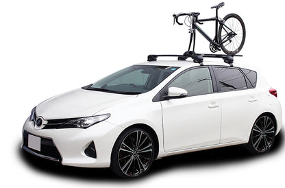 T-Slot Roof Rack Bike Mount, 1-Bike, 50 lb Capacity, Fork Mount, Lock, Black, with Quick Release Handle.