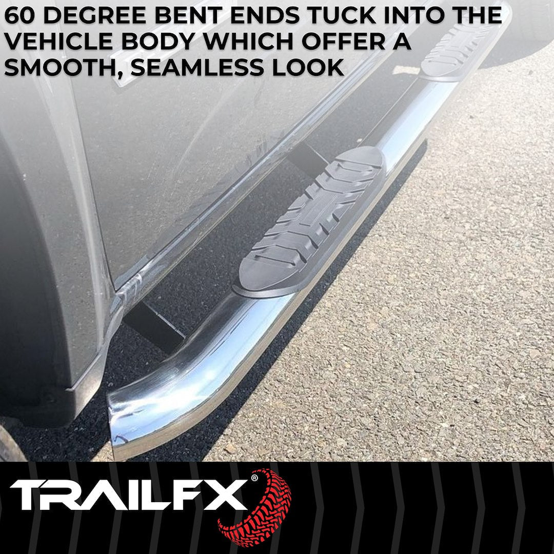 TrailFX 4" Oval Bent Step Bar for 2007-21 Toyota Tundra CrewMax – Stainless (A1008S)