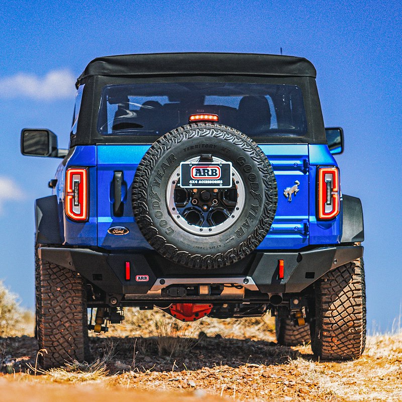 ARB One-Piece Off-Road Rear Bumper Fits 2021-2025 Ford Bronco - Black Steel, Tow Points with Jacking & Sensor Cutouts (1 pc)