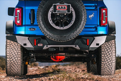 ARB One-Piece Off-Road Rear Bumper Fits 2021-2025 Ford Bronco - Black Steel, Tow Points with Jacking & Sensor Cutouts (1 pc)