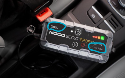 NOCO Portable Lithium Jump Starter for Motorcycle, ATV, UTV, Lawn Equipment & Cars up to 4L Gas Engines – 12V 500A