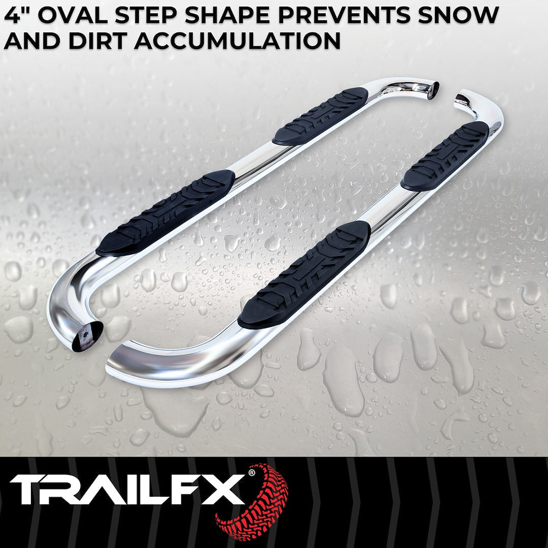 TrailFX 4" Oval Bent Step Bar for 2007-21 Toyota Tundra CrewMax – Stainless (A1008S)