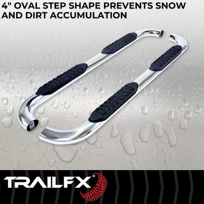TrailFX 4" Oval Bent Step Bar for 2007-21 Toyota Tundra CrewMax – Stainless (A1008S)