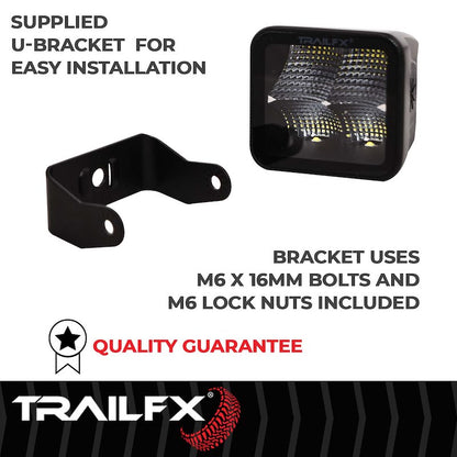 TrailFX 3" Cube LED Light for Off-Road Pickup Trucks, Jeeps, SUVs - 20W, 2400 Lumens, 90° Flood Beam, IP67 Rated