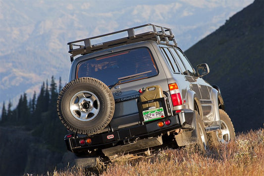 ARB Modular Off-Road Rear Bumper Fits 1993 Toyota Land Cruiser - Black Steel, Tow Points with Light Cutouts & Removable Hitch