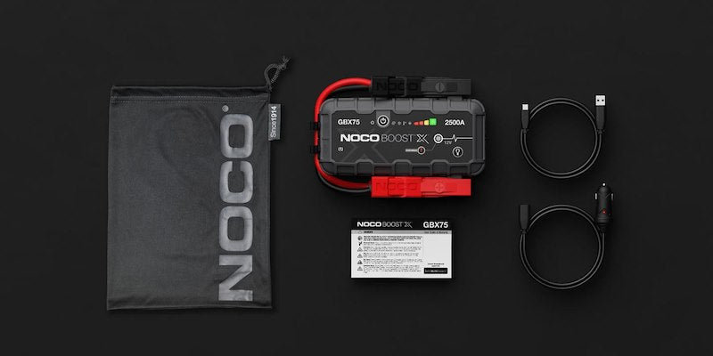 NOCO Portable Lithium Jump Starter with LED Light, USB-C/USB Ports & HD Clamps for Cars, Trucks, SUVs, Boats & More - 12V 2500A