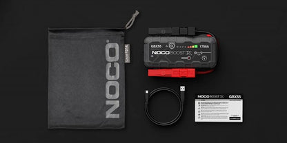 NOCO Portable Lithium Jump Starter with LED Light, USB-C/USB Ports & HD Clamps for Cars, Trucks, SUVs, Boats & More - 12V 1750A