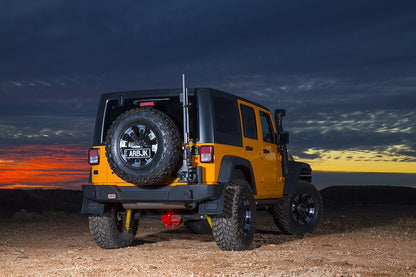 ARB One-Piece Off-Road Rear Bumper Fits 2007-2018 Jeep Wrangler JK - Textured Black Steel, D-Ring Ready with Jacking Points & Tire Carrier Option (1 pc)
