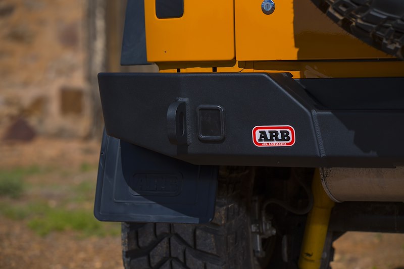 ARB One-Piece Off-Road Rear Bumper Fits 2007-2018 Jeep Wrangler JK - Textured Black Steel, D-Ring Ready with Jacking Points & Tire Carrier Option (1 pc)