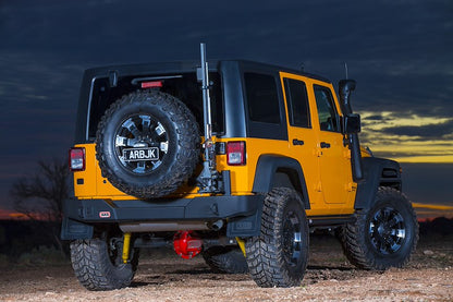 ARB One-Piece Off-Road Rear Bumper Fits 2007-2018 Jeep Wrangler JK - Textured Black Steel, D-Ring Ready with Jacking Points & Tire Carrier Option (1 pc)