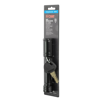 CURT Trailer Hitch Lock – 5/8-Inch Barbell Pin for 2 Inch Receiver – Black Powder-Coated Steel with Keys & Dust Cap