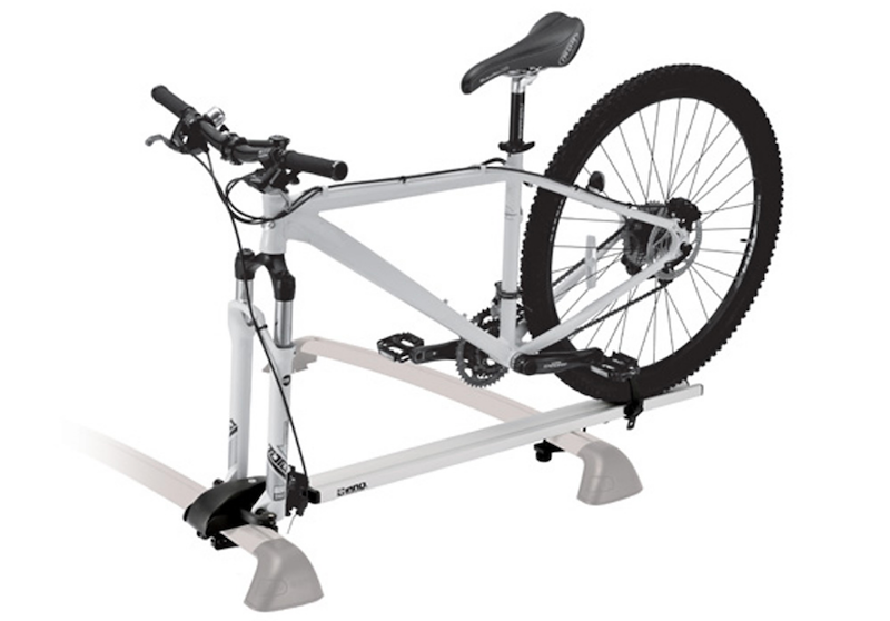 Roof-Mount Bike Rack, 1-Bike, 50 lb Capacity, Fork Mount, Lock, Skewer, Wheel Tray, Quick Release.