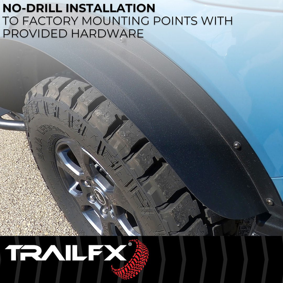 TrailFX Rear Flat Fender Flares for 2021-25 Ford Bronco 2 Door (BR013T)