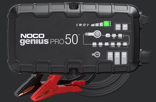 NOCO Battery Charger Genius PRO for 6V, 12V & 24V Lead-Acid and Lithium Batteries - 50A/25A, Fully Automatic - 120-240V AC