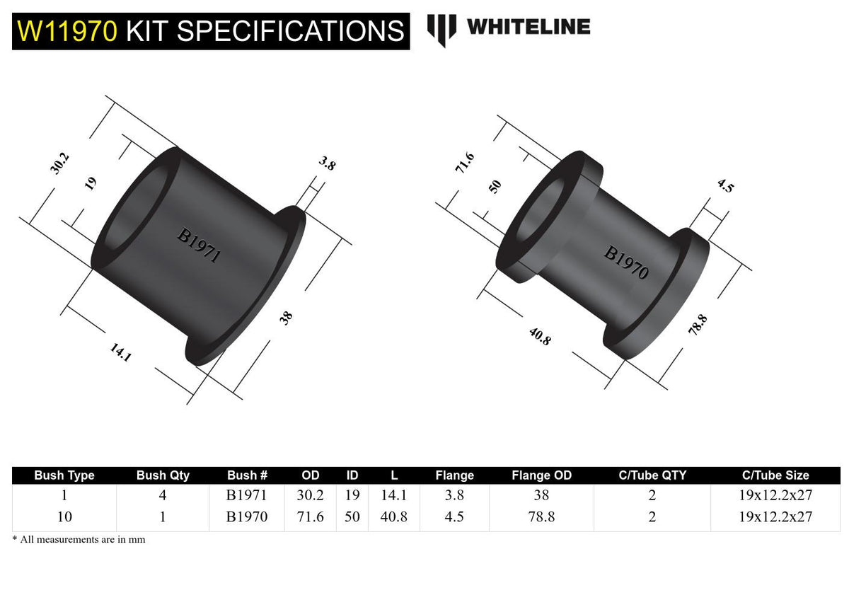 Whiteline Front Steering Rack and Pinion Mount Bushing