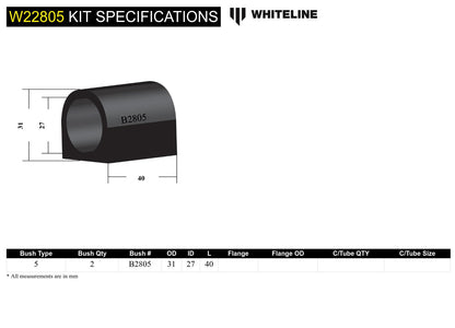 Whiteline Front Sway Bar Mount Bushing
