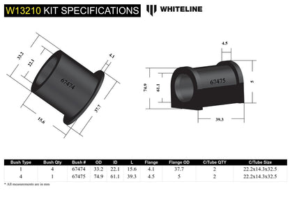 Whiteline Front Steering Rack and Pinion Mount Bushing